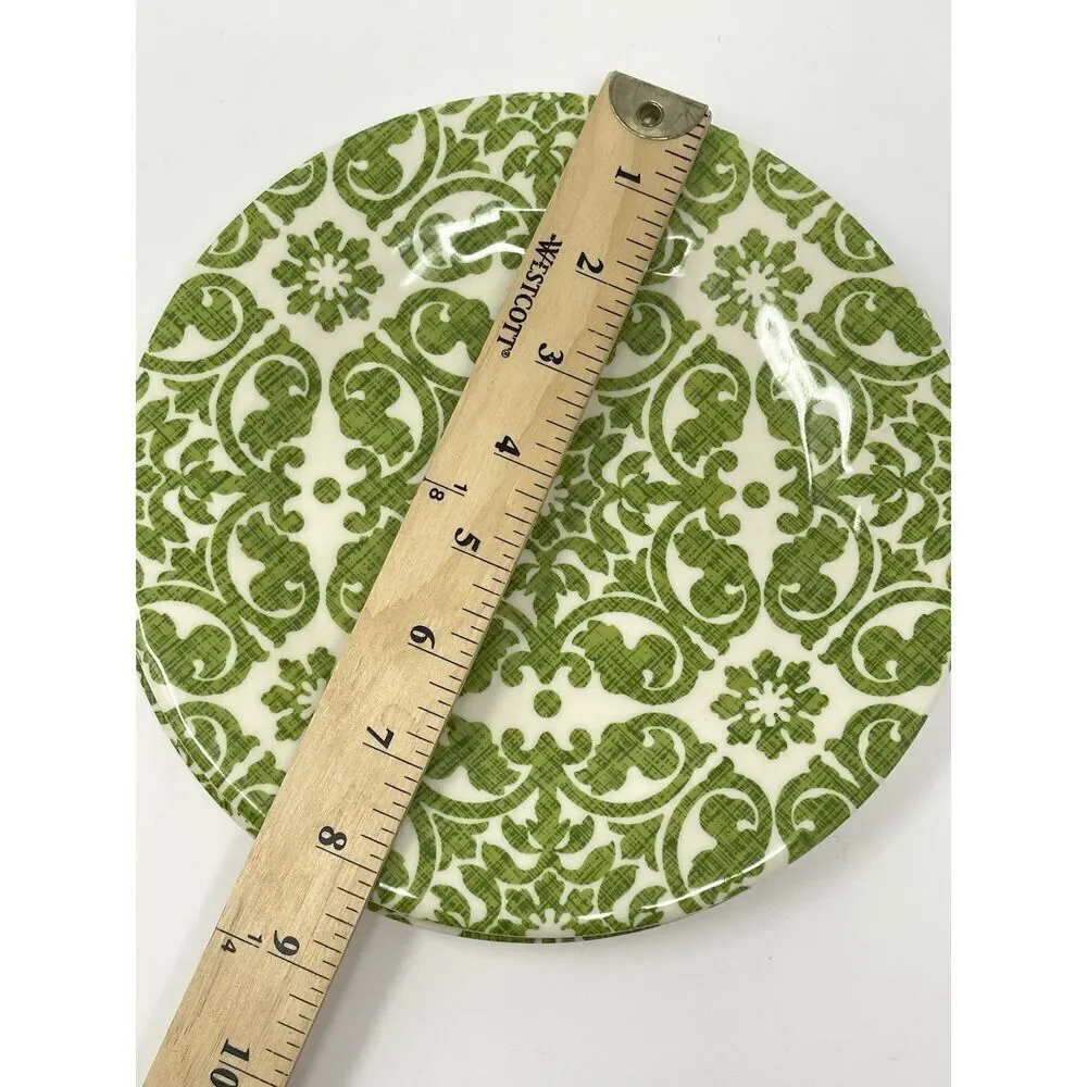 Pier1 Imports Royal Regal Trellis Lime Green Melamine 8.5” Salad Plates Set Of 2